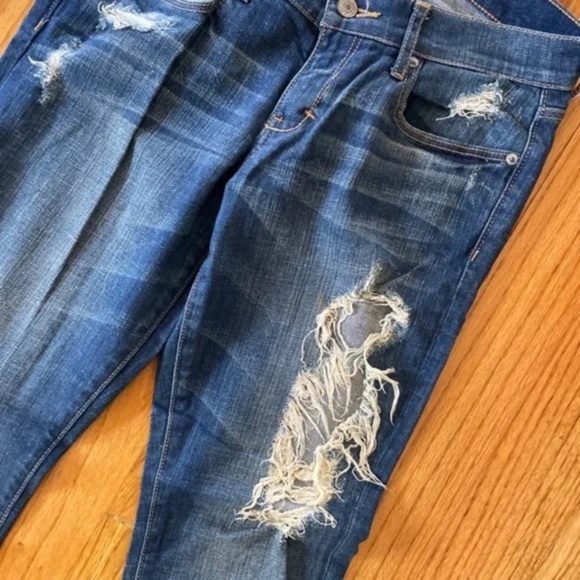 Abercrombie & Fitch Medium Wash Ripped Perfect Stretch Jeans Women Size 4R - Picture 5 of 8